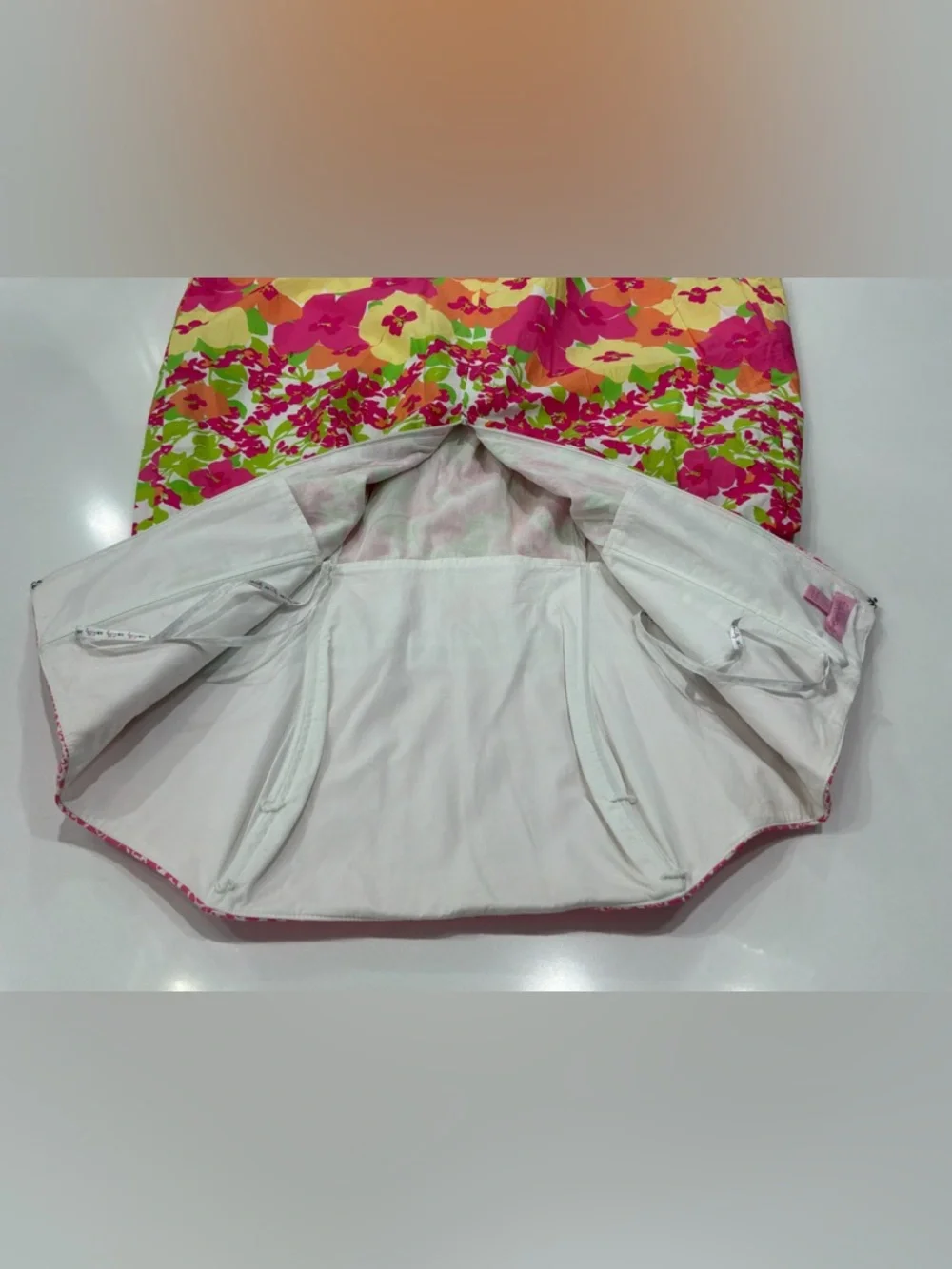 Lilly Pulitzer Dress Size 12 Strapless Floral Cotton Flare Lined - Picture 9 of 10